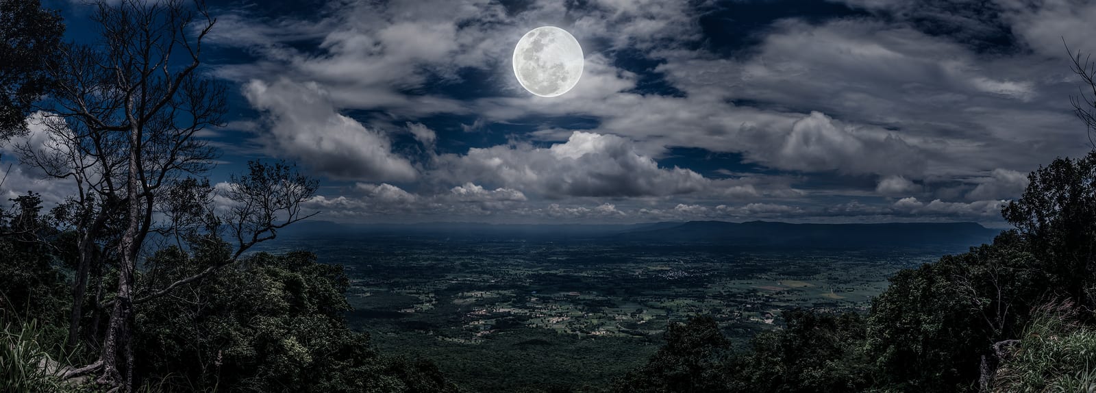 Panoramic view of the moon at night