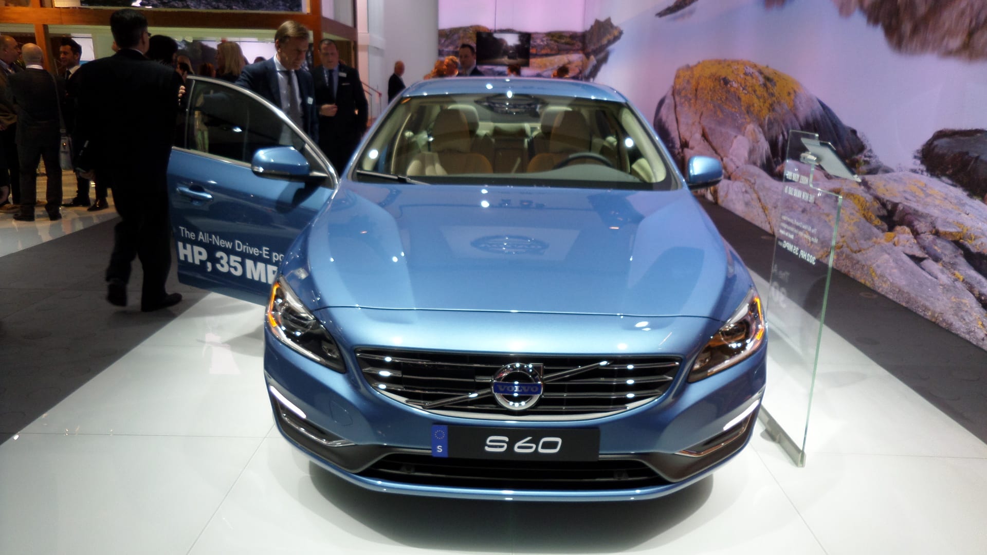 A blue Volvo S60 - Front End