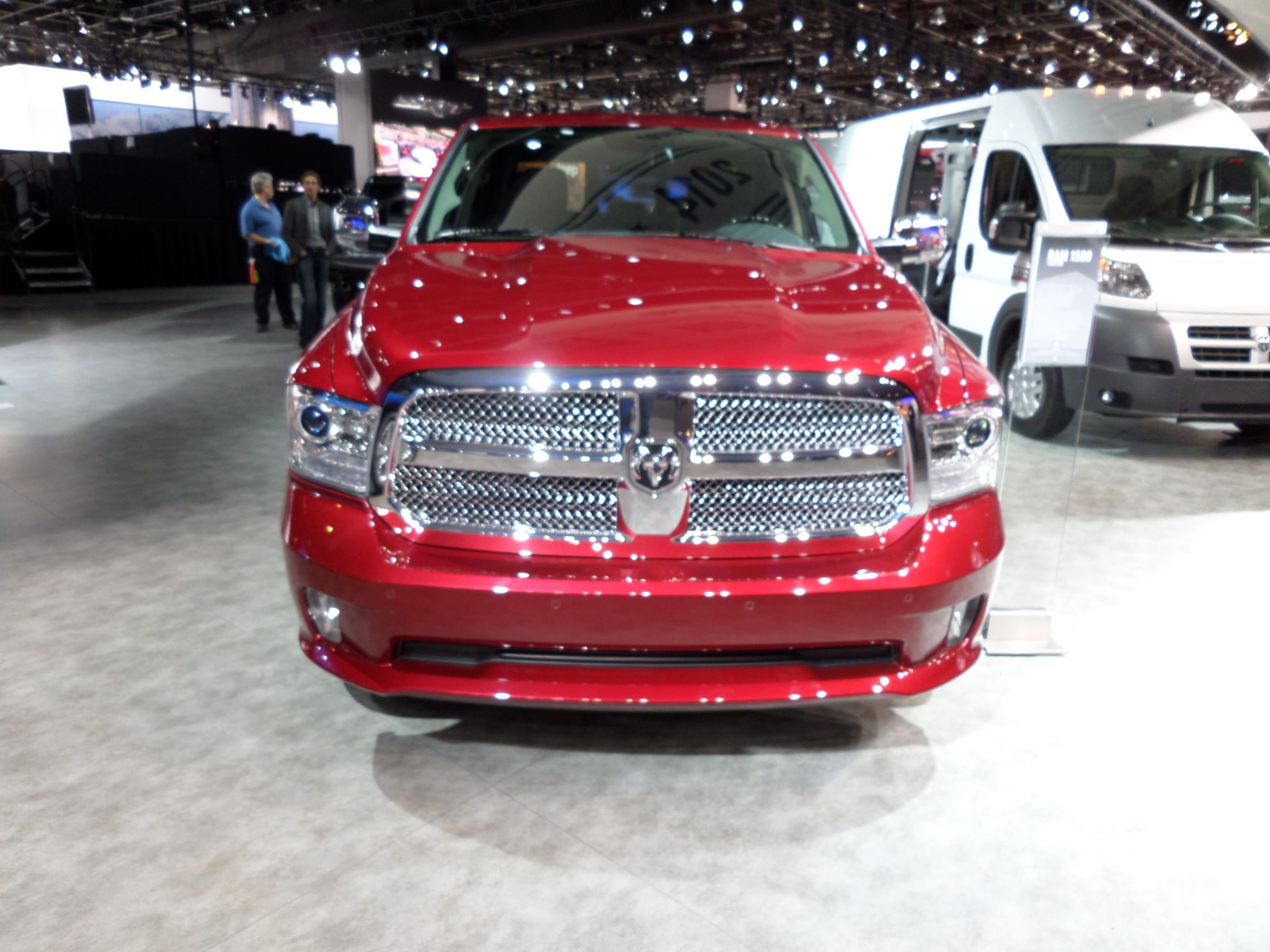 Red Dodge Ram pickup truck.