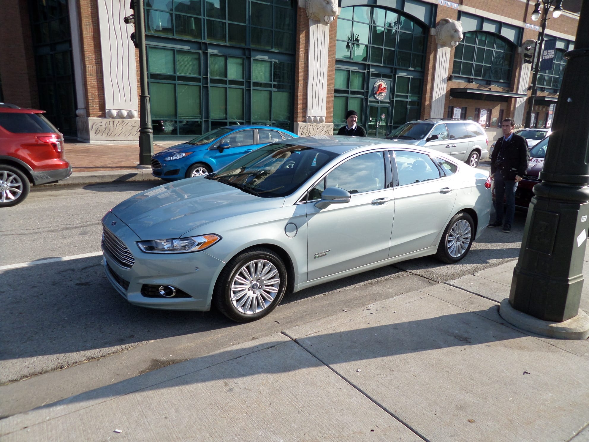 2014 Titanium Ford Fusion Energi (hybrid car). Side view.