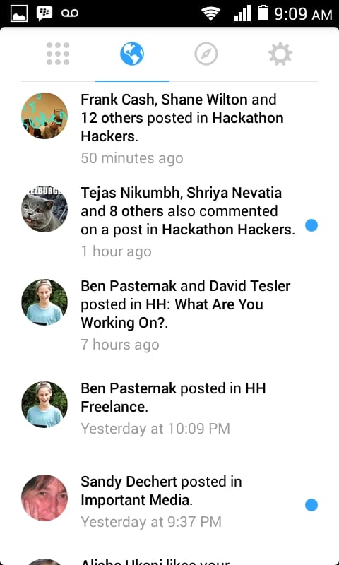 Facebook Groups app for Android -Screenshot of notifications section.