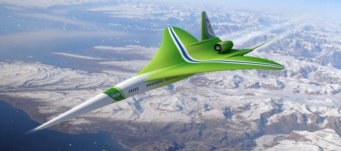 A rendition of the Lockheed Martin supersonic passenger jet.
