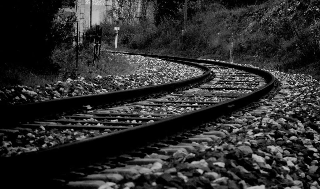 A railway in black and white