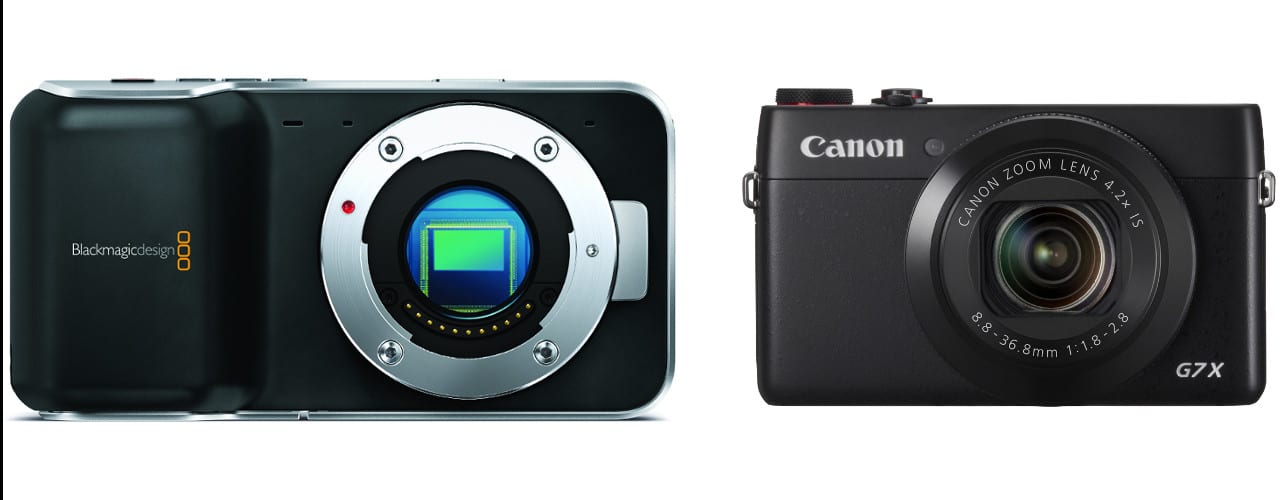 Blackmagic Pocket Cinema Camera Beside Canon PowerShot G7 X