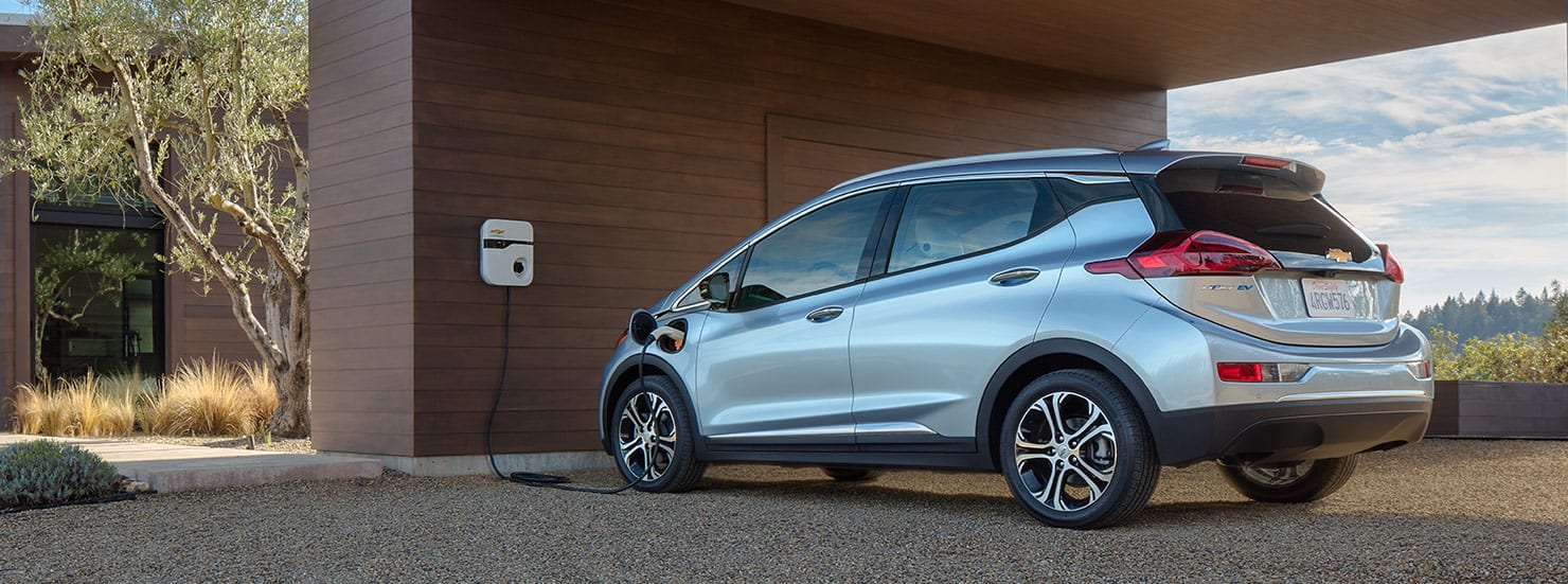 A plugged in Chevy Bolt