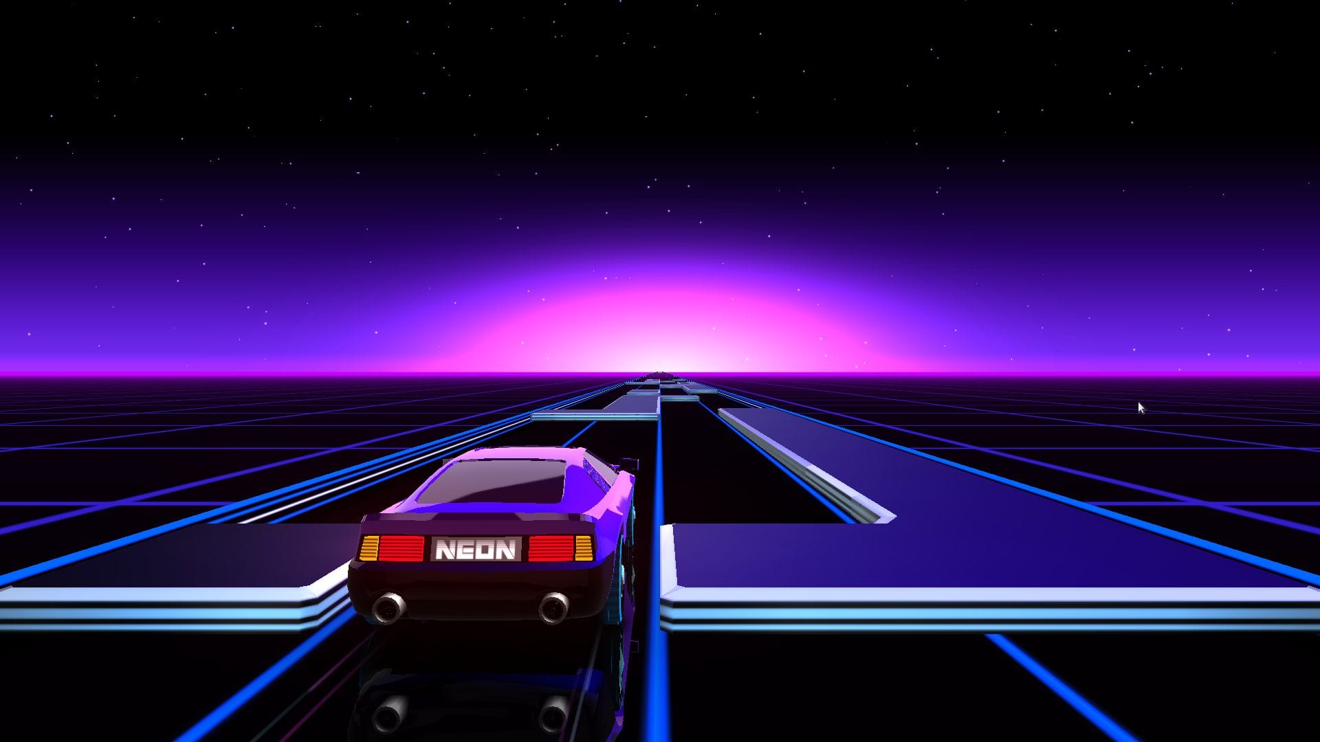 Screenshot of the Neon Drive game on Linux