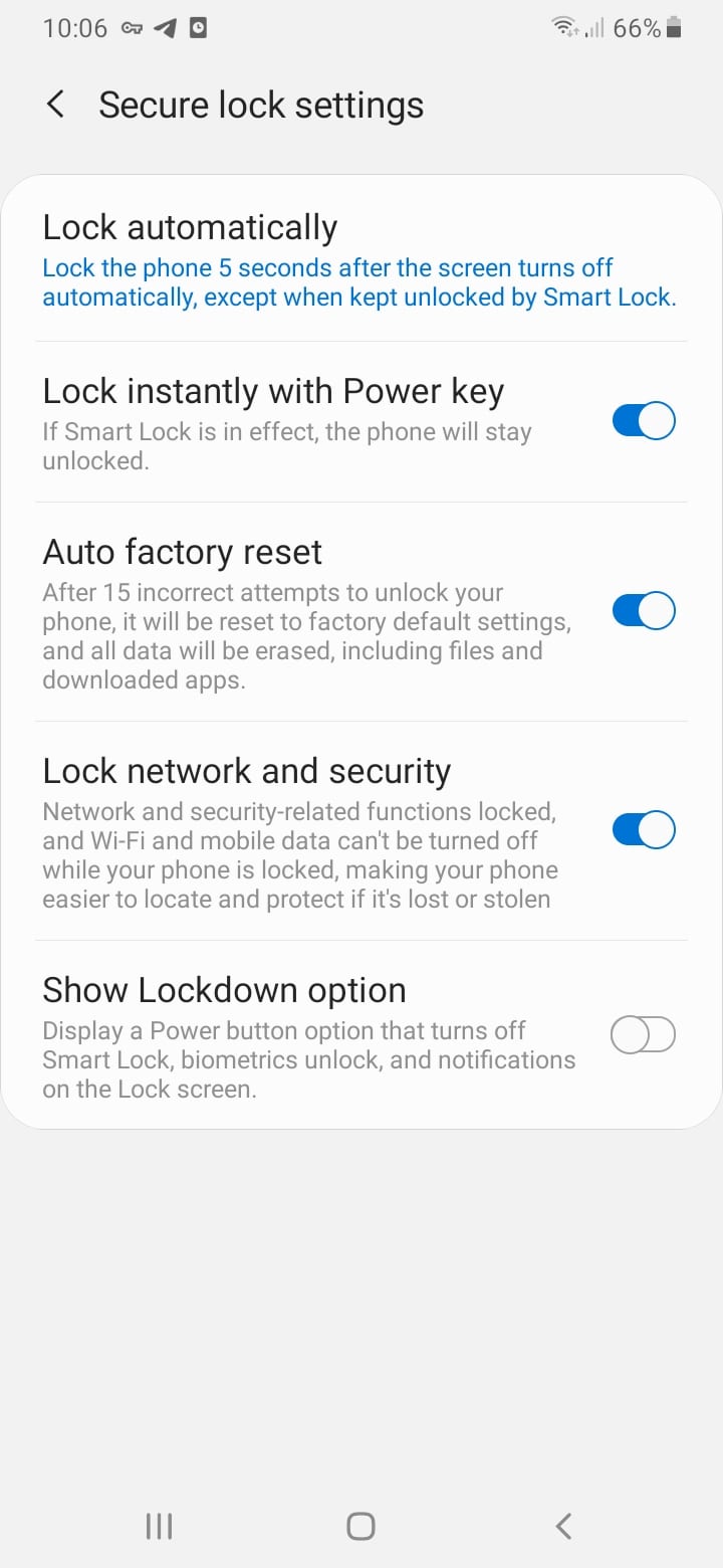 Secure Lock Settings in Android 9