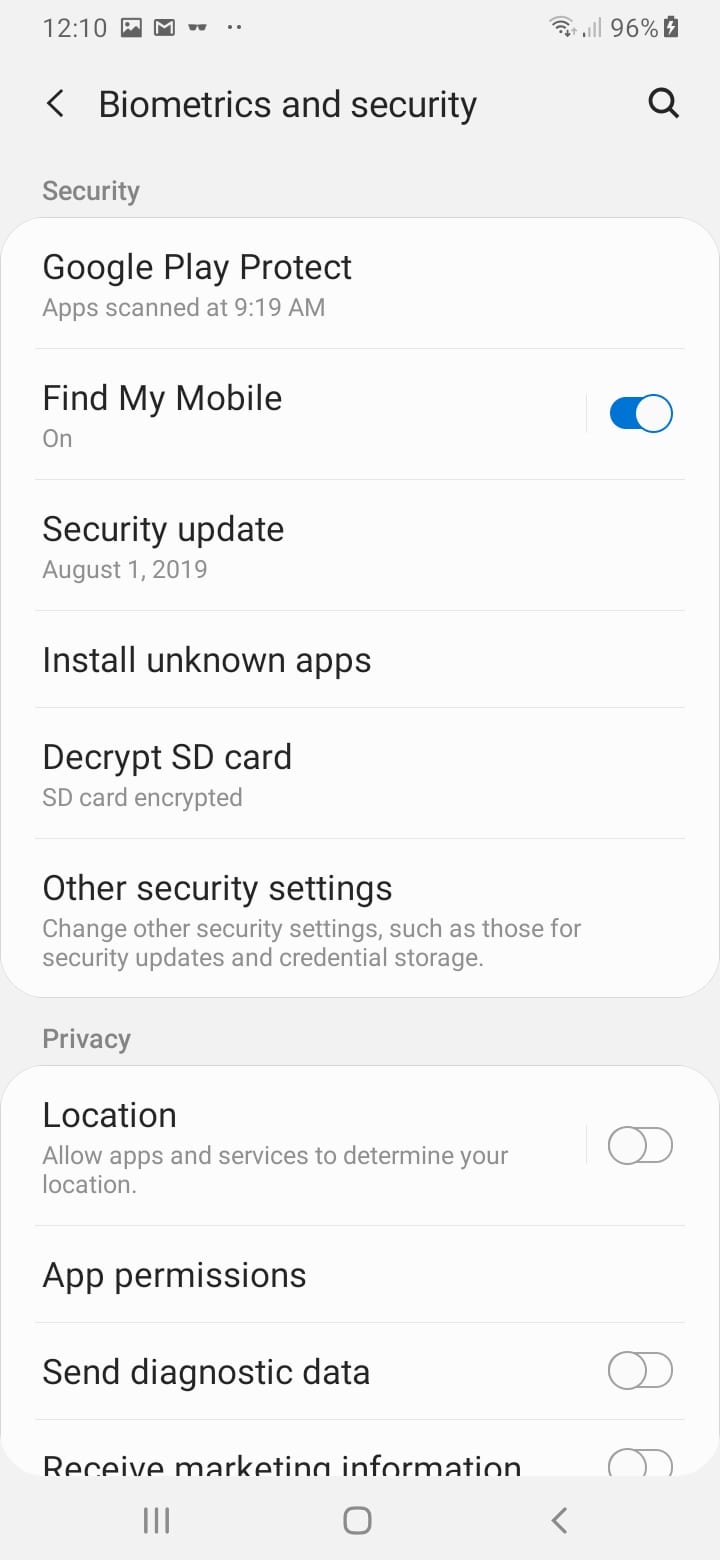 Enabling encryption in Android 9 - Step 2