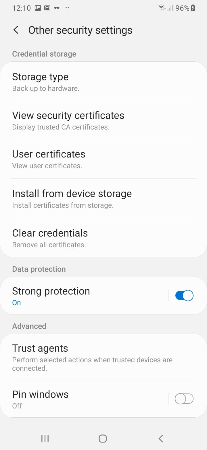 Enabling encryption in Android 9 - Step 3