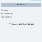 Metric Trip Cost Calculator Screenshot