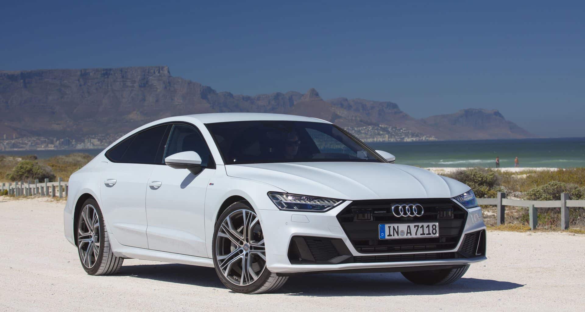 Audi A7 Sportback performance car. White