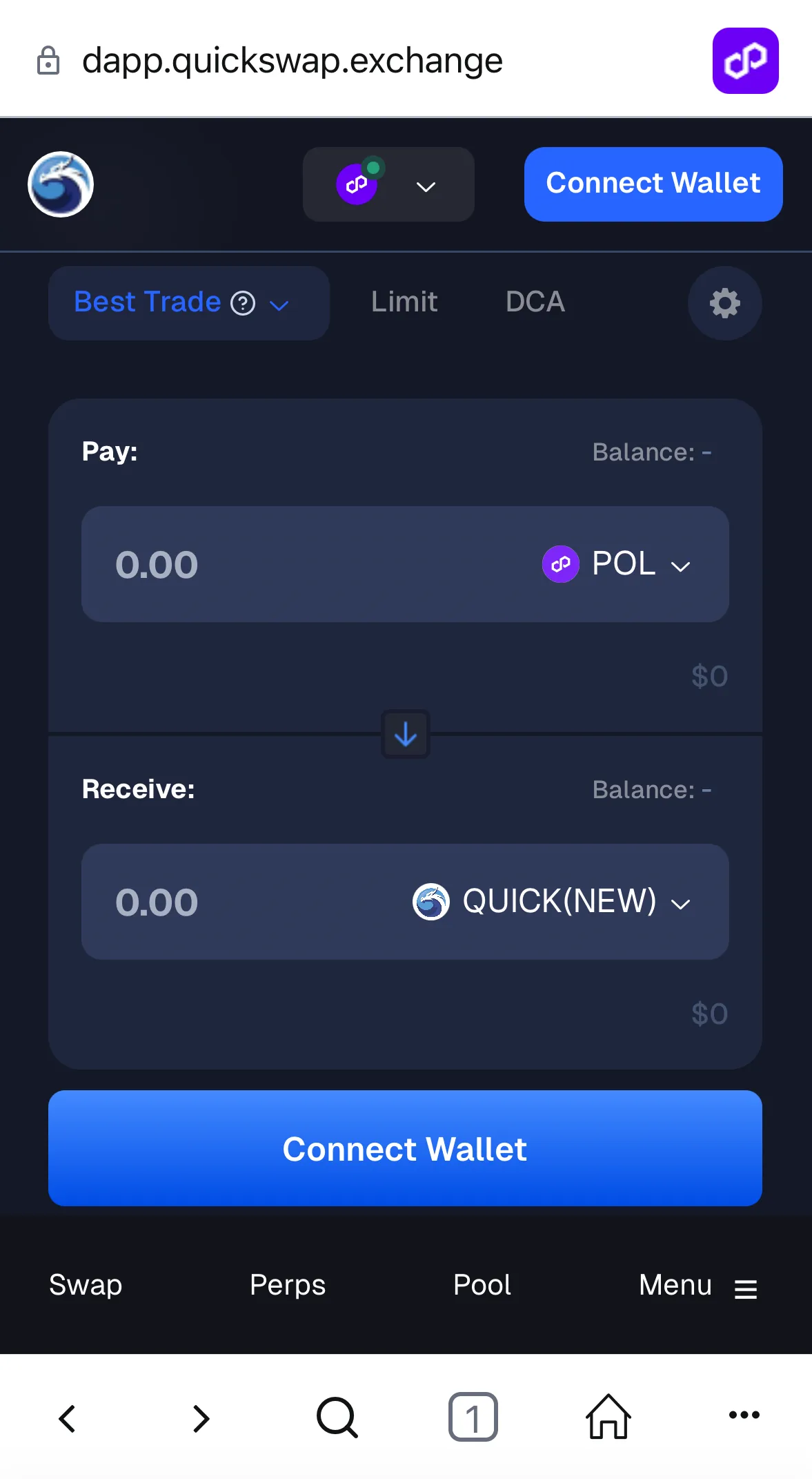 QuickSwap - Swap Screen